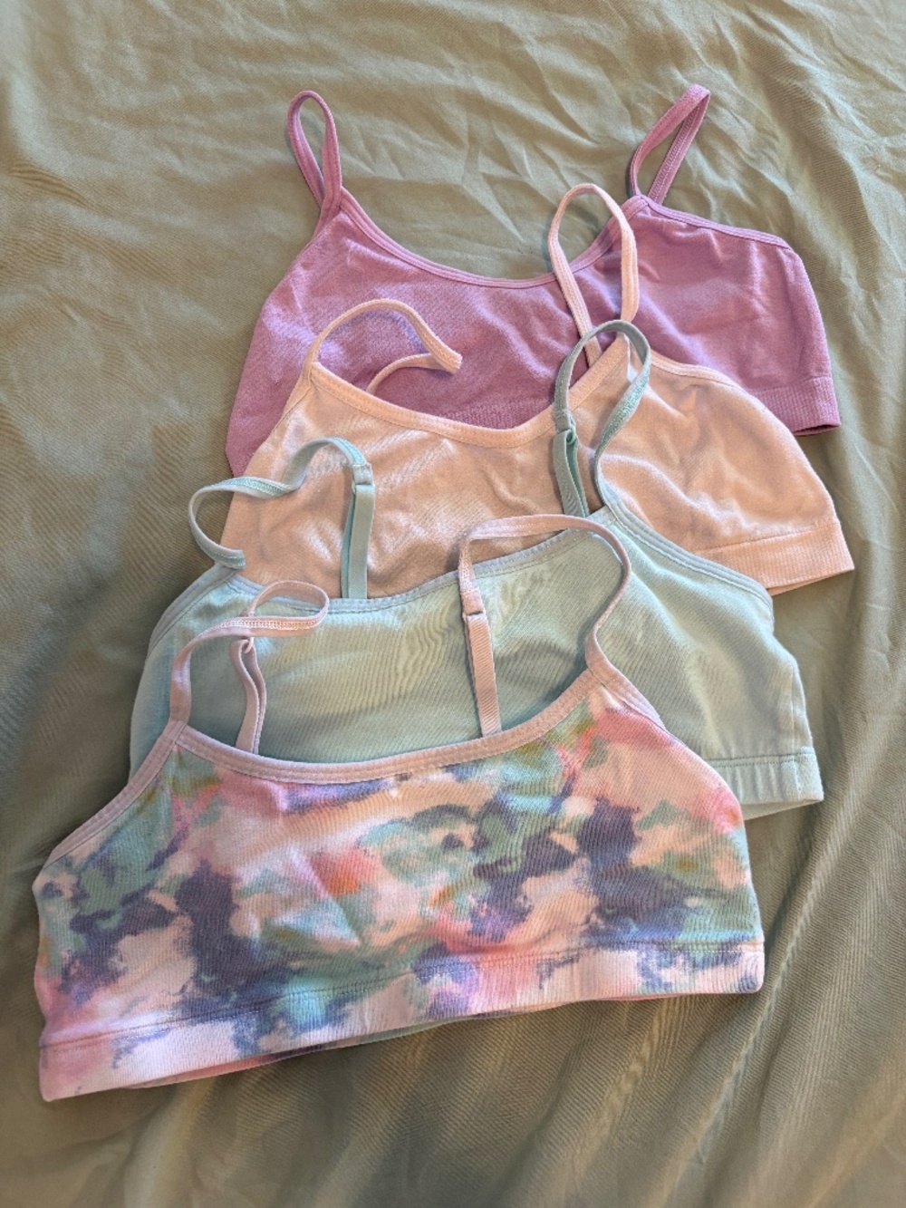 Set of 4 girls bralettes multicolored cotton - girls size S